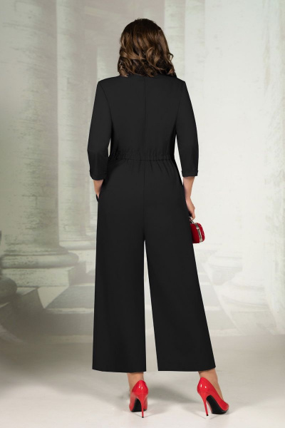 Черный комбинезон из текстиля с отлетной деталью и пиджачным воротником Avanti 1069-2 - фото 2