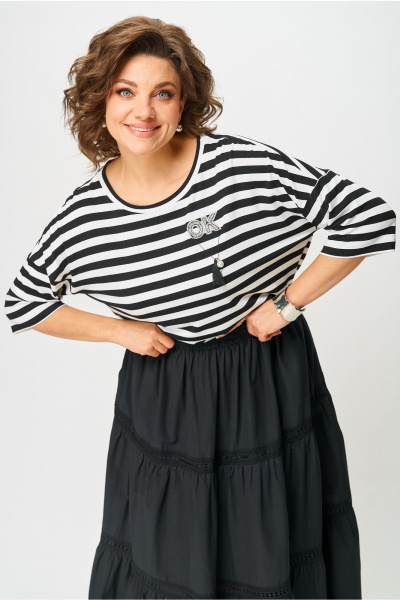 Блуза Andina city 3012-25 белый_черный - фото 3