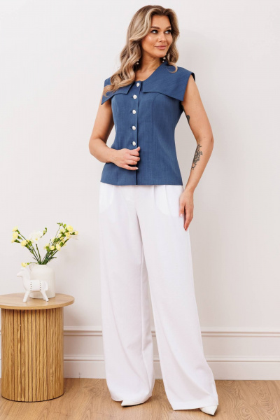 Блуза, брюки Мода Юрс 2908 синий - фото 1