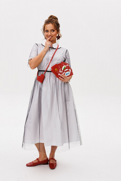 Накидка, платье Mubliz 253 белый-сетка - фото 10