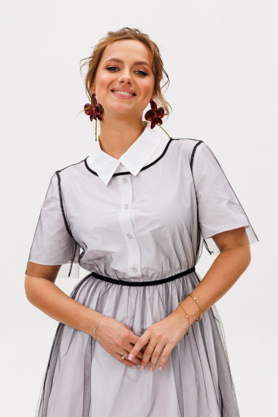 Накидка, платье Mubliz 253 белый-сетка - фото 9