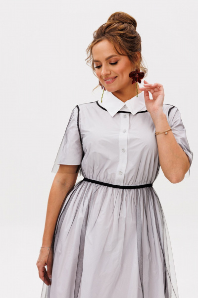 Накидка, платье Mubliz 253 белый-сетка - фото 8