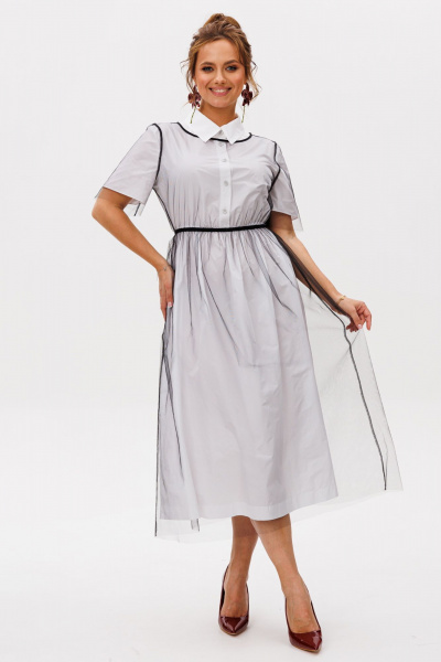 Накидка, платье Mubliz 253 белый-сетка - фото 5