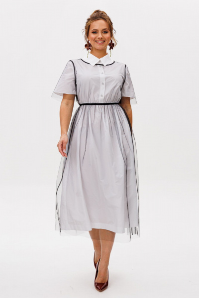 Накидка, платье Mubliz 253 белый-сетка - фото 1