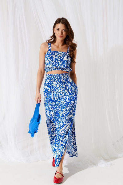 Топ, юбка ELLETTO 5296 бело-синий - фото 1