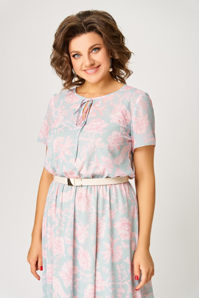 Платье Swallow 861 нежно-мятный/цветы - фото 10