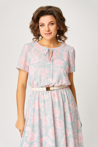 Платье Swallow 861 нежно-мятный/цветы - фото 9