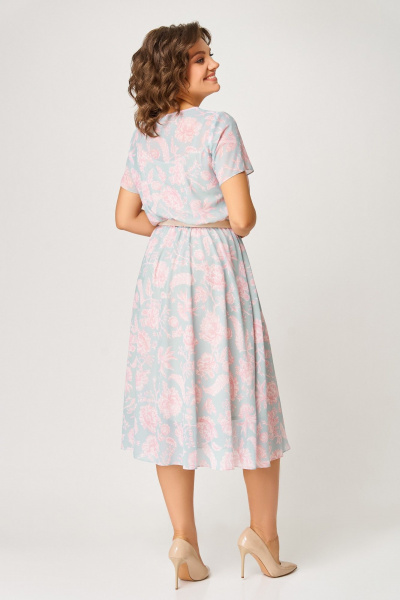 Платье Swallow 861 нежно-мятный/цветы - фото 7