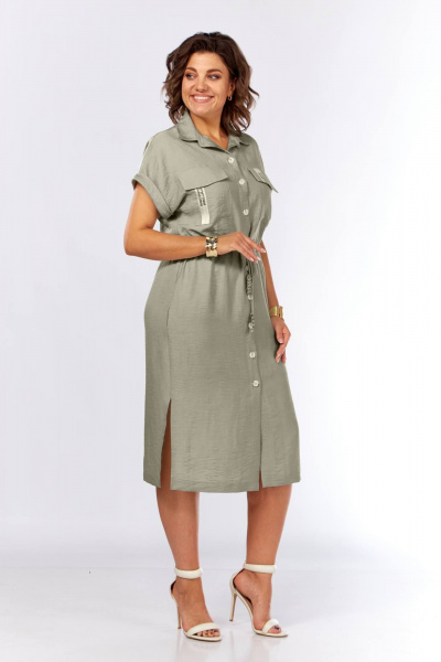 Платье Ольга Стиль С-931 хаки - фото 3