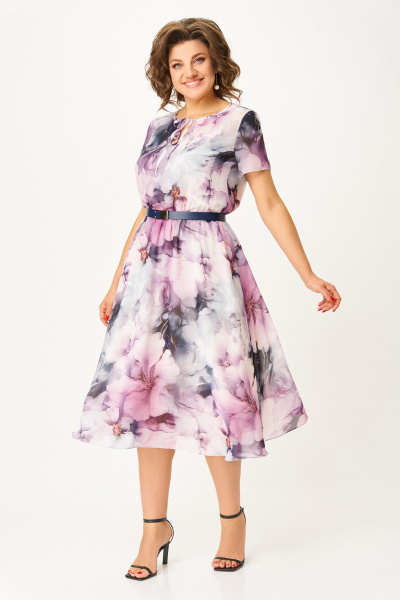Платье Swallow 861.1 дымчато-лиловый/цветы - фото 9