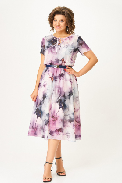 Платье Swallow 861.1 дымчато-лиловый/цветы - фото 4