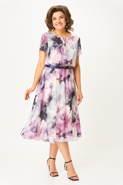 Платье Swallow 861.1 дымчато-лиловый/цветы - фото 3