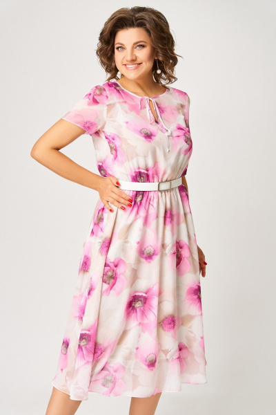 Платье Swallow 861.2 бежево-молочный/маки - фото 8