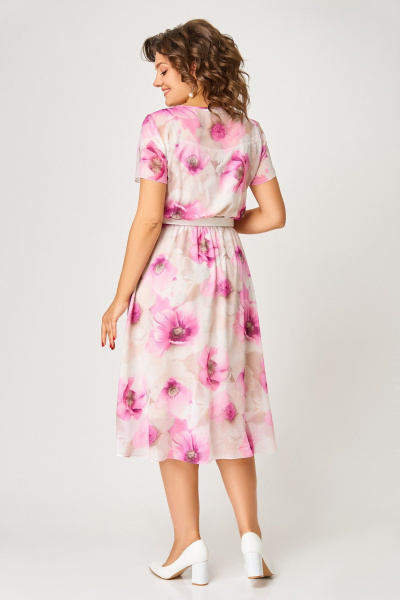 Платье Swallow 861.2 бежево-молочный/маки - фото 7