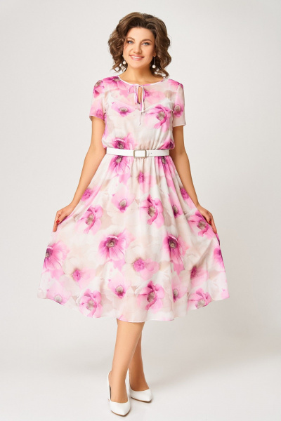 Платье Swallow 861.2 бежево-молочный/маки - фото 2