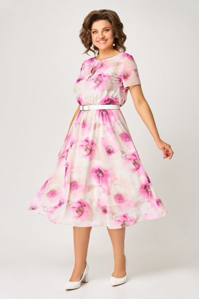 Платье Swallow 861.2 бежево-молочный/маки - фото 4