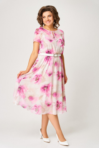 Платье Swallow 861.2 бежево-молочный/маки - фото 3