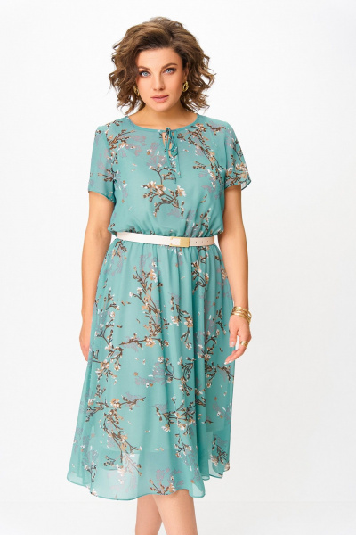 Платье Swallow 861.3 бирюзовый/веточки - фото 7