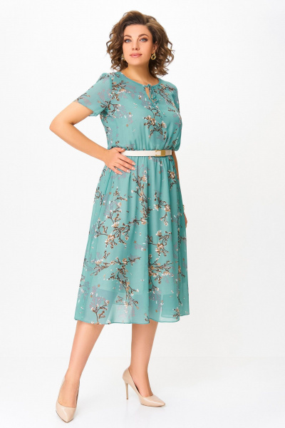 Платье Swallow 861.3 бирюзовый/веточки - фото 2