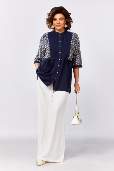 Блуза, брюки Lady Secret 25206 молочный+синий - фото 1