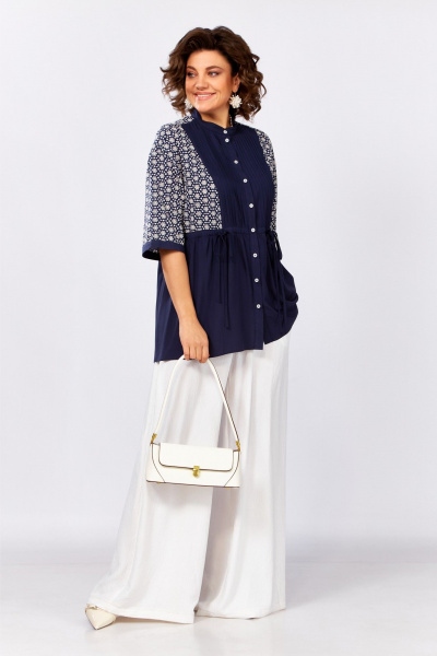 Блуза, брюки Lady Secret 25206 молочный+синий - фото 2