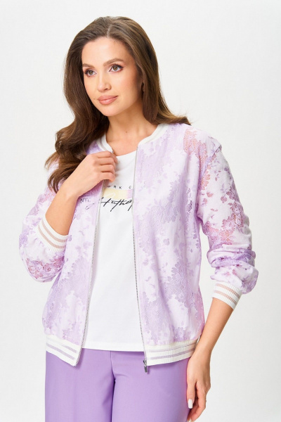 Брюки, бомбер, майка Милора-стиль 1236 лаванда_ - фото 3