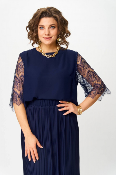 Блуза, юбка Solomeya Lux 951/135 темно-синий - фото 7