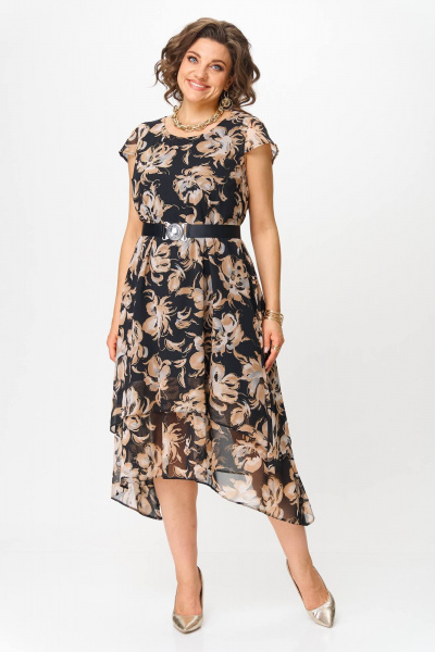 Платье Solomeya Lux 958А черный_бежевым+золотистый - фото 6
