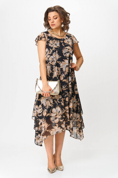 Платье Solomeya Lux 958А черный_бежевым+золотистый - фото 5