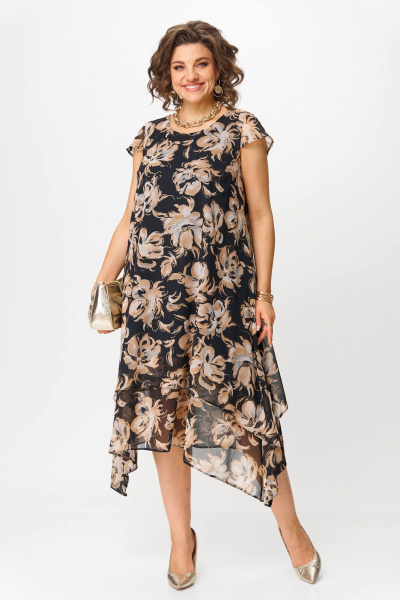 Платье Solomeya Lux 958А черный_бежевым+золотистый - фото 4