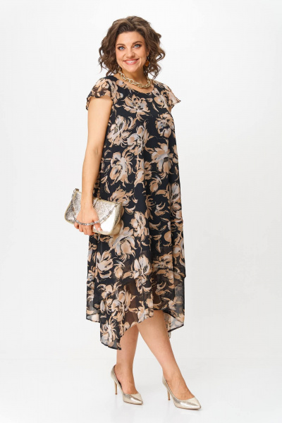 Платье Solomeya Lux 958А черный_бежевым+золотистый - фото 1