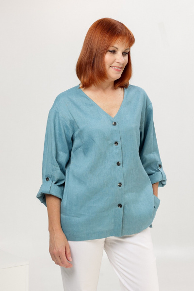 Блуза Соджи 664 бирюзовый - фото 3