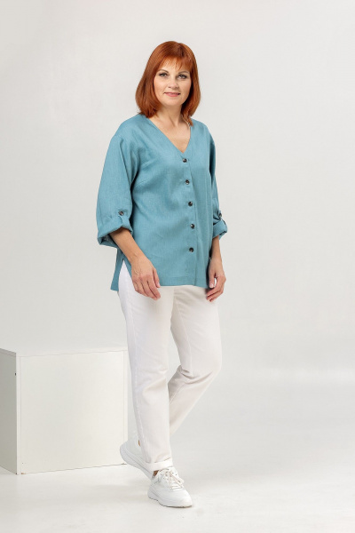 Блуза Соджи 664 бирюзовый - фото 1