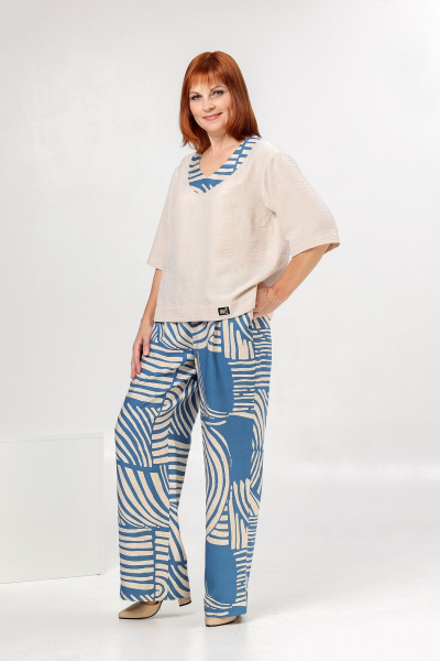 Блуза, брюки Соджи 665 голубой - фото 3