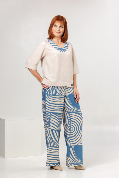 Блуза, брюки Соджи 665 голубой - фото 2