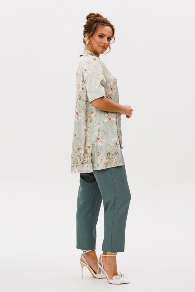 Блуза, брюки Mubliz 249 цветы_зеленый - фото 14
