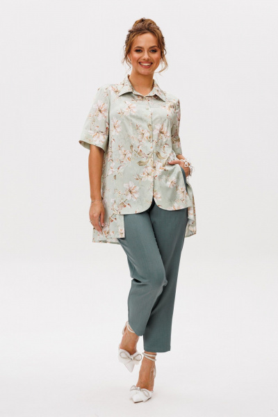 Блуза, брюки Mubliz 249 цветы_зеленый - фото 13