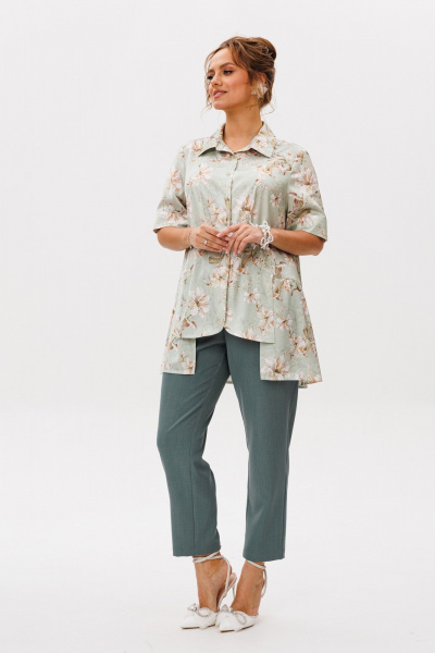 Блуза, брюки Mubliz 249 цветы_зеленый - фото 11