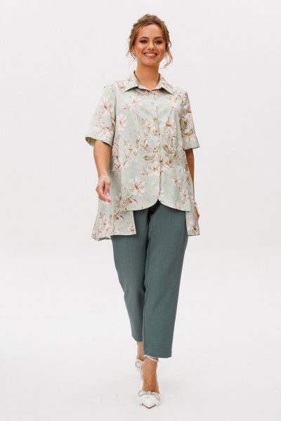 Блуза, брюки Mubliz 249 цветы_зеленый - фото 10