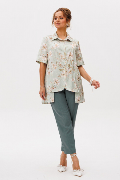 Блуза, брюки Mubliz 249 цветы_зеленый - фото 9