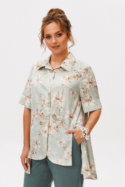 Блуза, брюки Mubliz 249 цветы_зеленый - фото 6