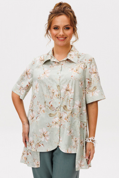 Блуза, брюки Mubliz 249 цветы_зеленый - фото 4