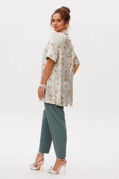 Блуза, брюки Mubliz 249 цветы_зеленый - фото 3