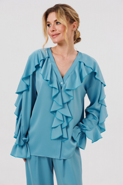 Блуза, брюки Ambera Style 2127 голубой - фото 8