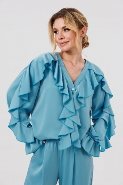 Блуза, брюки Ambera Style 2127 голубой - фото 7