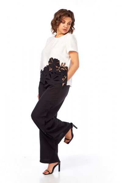 Блуза, брюки Rishelie 989 черно-белый - фото 3