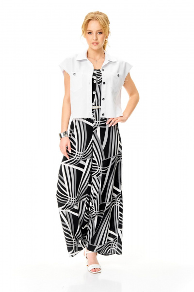 Жилет, комбинезон T&N 7657 черно-белый_дизайн - фото 2