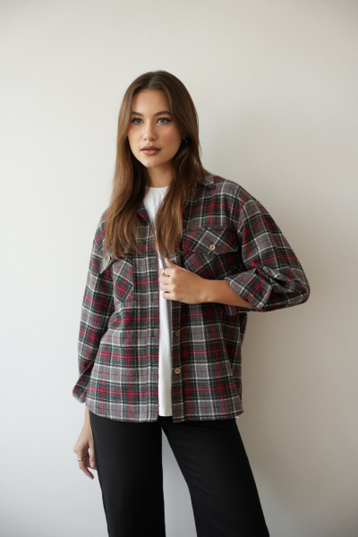 Рубашка SK Brand SK7206 клетка_серый - фото 1