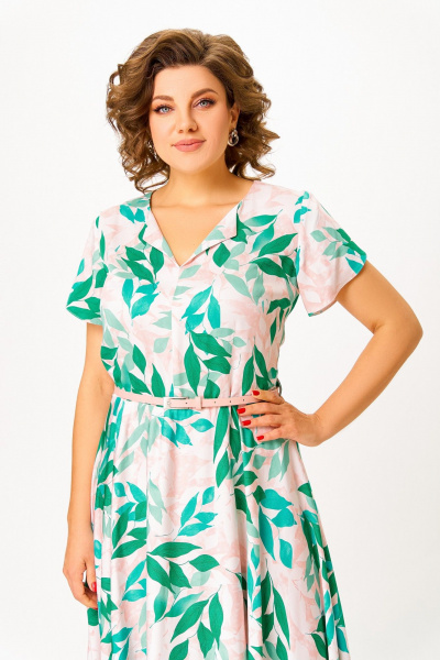 Платье Swallow 858.1 бледно-розовый/листья - фото 4