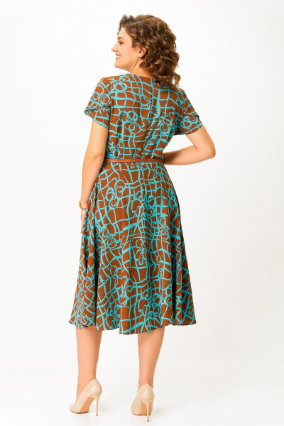 Платье Swallow 858.2 молочный_шоколад/бирюзово-голубой_принт - фото 7